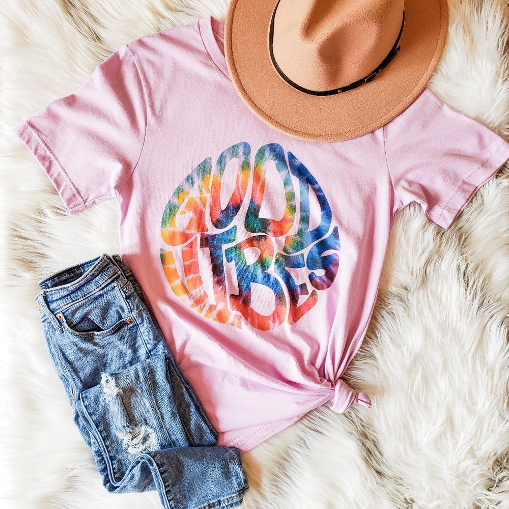 Good Vibes Tie Dye Graphic Tee
